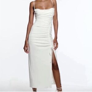 NWT Zara Elegant White Draped Dress